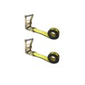 Tie 4 Safe Heavy Duty 2" x 20' Utility Endless Ratchet Tie Down Strap for Cargo Bundling Yellow, 2PK RT04CK-520E-Y-C-2